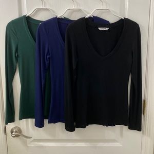 3-Pack Long Sleeve V-Neck Shirts